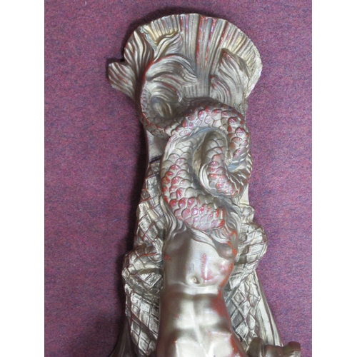 1316 - A Large Plaster Gilded Wall Bracket, in the form of a mermaid below a shell, 54cm tall.