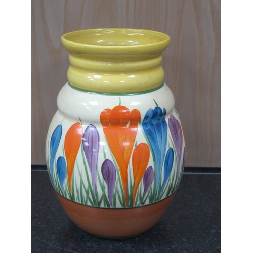 1090 - A Newport Pottery Bizarre Clarice Cliff Vase, of ovoid form with ribbed neck, painted in the 'Orange... 