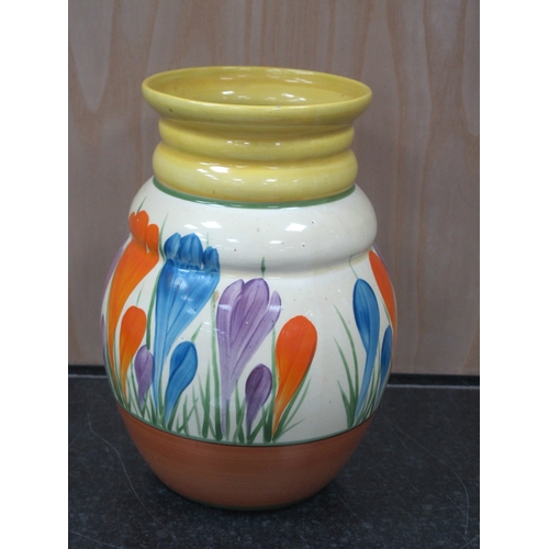 1090 - A Newport Pottery Bizarre Clarice Cliff Vase, of ovoid form with ribbed neck, painted in the 'Orange... 