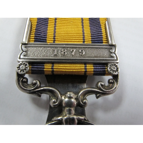 669 - Anglo Zulu War South Africa Medal with 1879 Clasp, adapted into menu card holder, for use in officer... 