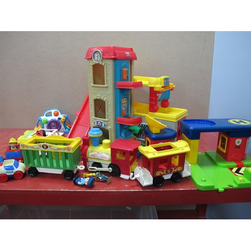 1062 - An Assortment of Childrens Toys, including Fisher Price Little People Car Garage play set, Colour Cl... 