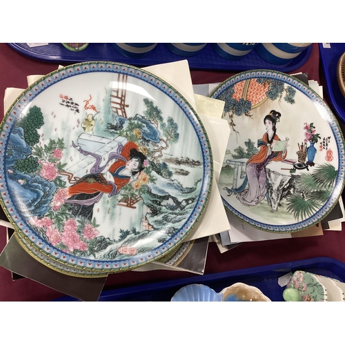 1138 - Imperial Jingdezhen pottery plates 'Beauties of the Red Mansion' (x12) together with display rack.