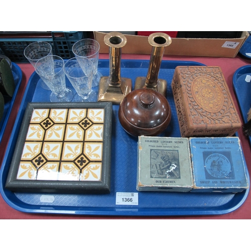 1366 - Pugin Inspired Pottery Tile by The Campell Brick and Tile Co No 27. Lantern slides, boxes, candlesti... 