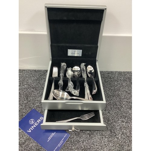 239 - Viners; A Partial Canteen of Stainless Steel Cutlery, in a fitted Viners box with lift up lid and pu... 