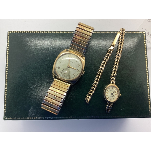 285 - Sovereign; A 9ct Gold Vintage Ladies Wristwatch, the signed dial within oval case of plain design, t... 