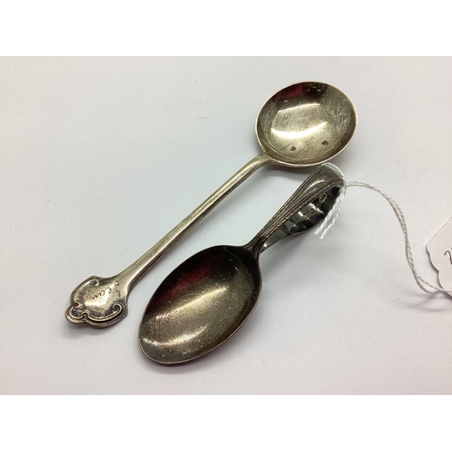 37 - A Hallmarked Silver Baby Spoon, Birmingham 1929, together with a hallmarked silver soup spoon, Sheff... 