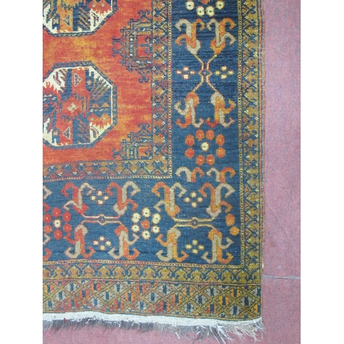 1519 - Middle Eastern Wool Runner, with eight octagonal motifs, to rust grounded centre within blue decorat... 