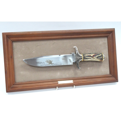 1343 - The American Freedom Eagle Bowie Knife, 38cm long, mounted.