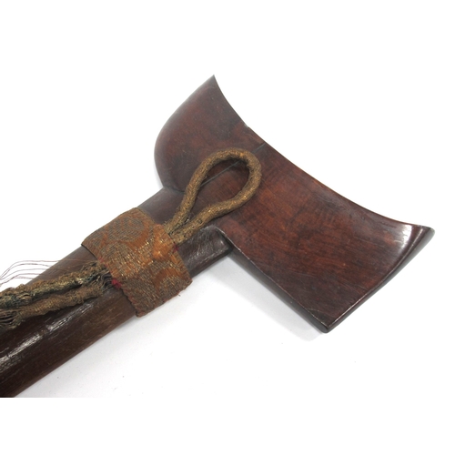 1338 - Kris - Indonesian/Malayan, with silvered blade, ornately carved wooden handle, 47cm long in tomahawk... 