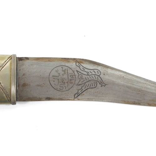 1338 - Kris - Indonesian/Malayan, with silvered blade, ornately carved wooden handle, 47cm long in tomahawk... 