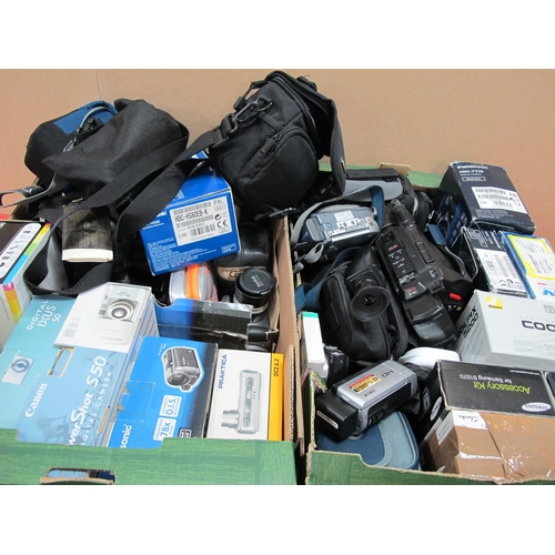 1049 - Cameras - Panasonic, Canon, Nikon, JVC, Philips, Sony, Kodak, etc:- Two Boxes.