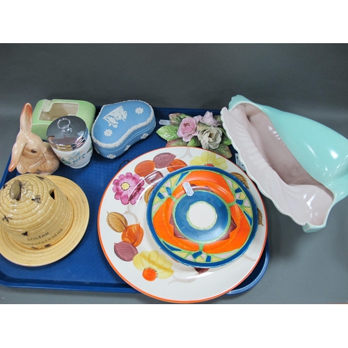 1148 - Gray's & Arabesque by John Guildford Art Deco Plates, honey pot, pottery shell, Wedgwood, Winton etc... 