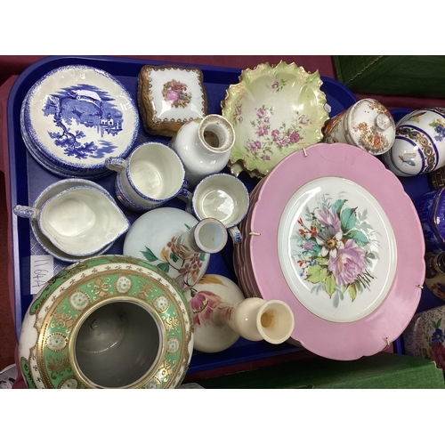 1164A - Japanese Vase, Ridgeways dolls tea set in blue and white, dessert ware, etc:- One Tray.