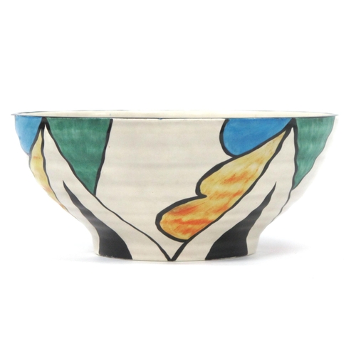 1186 - A Clarice Cliff for Newport Pottery 'Double-V' Design Circular Ribbed Bowl, decorated in a black, bl... 