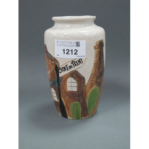 1212 - Burslem Pottery Vase, 'Potteries Past', 13cm high.