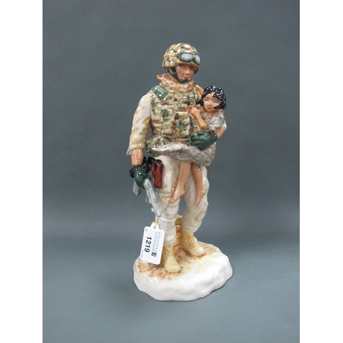 1219 - A Peggy Davies Figurine 'In The Arms of a Hero', limited edition No 12/500, 25.5cm high.