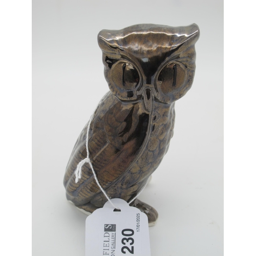 1230 - Anita Harris Handpainted Golden/Bronze Figure of an Owl, gold signed, 10.5cm high.