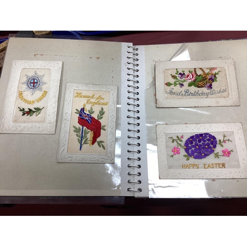 1362 - Embroidered World War One post-cards (thirty-six), including Army ordnance corps, York and Lancaster... 