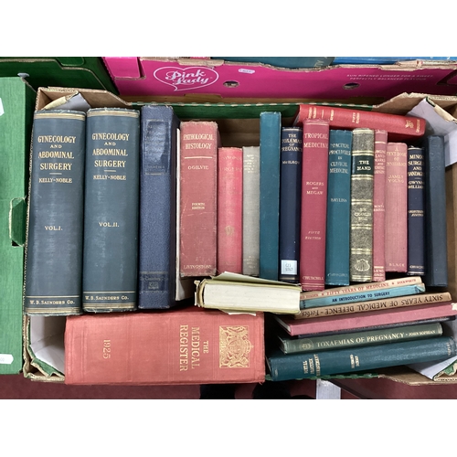 1101 - Three Boxes of Medicine Related Books, mainly gynaecology, including The Medical Directory 1925 and ... 