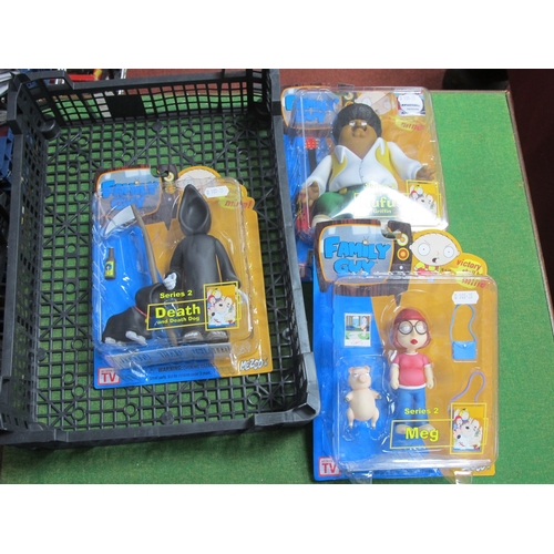 734 - Three Mezco Family Guy Series 2 Collectable Figures - Rufus Griffin, Death and Death Dog, Meg, all w... 