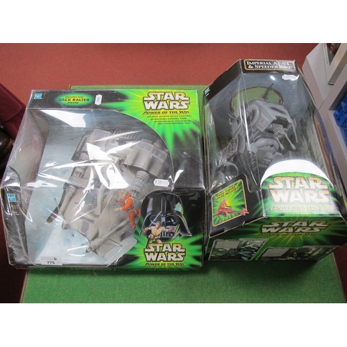 775 - Hasbro Star Wars Power of the Jedi #32468 Imperial AT-ST & Speeder Bike, #26483 Luke Skywalker's Sno... 