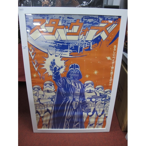 811 - A Framed Star Wars Poster Depicting Darth Vader and Five Stormtroopers, Frame Measurements - 98cm ta... 