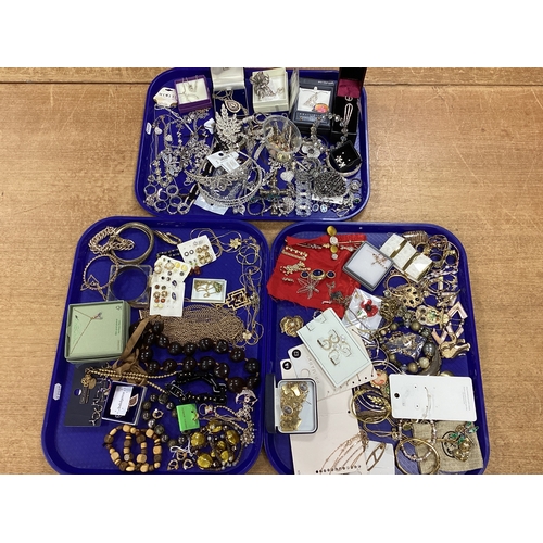 115 - An Assortment of Modern Costume Jewellery :- Three Trays