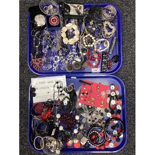 125 - An Assortment of Modern Costume Jewellery :- Two Trays