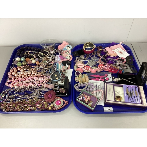 139 - An Assortment of Modern Costume Jewellery :- Two Trays