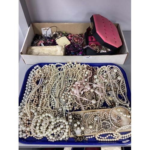 148 - An Assortment of Modern Costume Jewellery, to include imitation pearl bead necklaces, enamelled pend... 