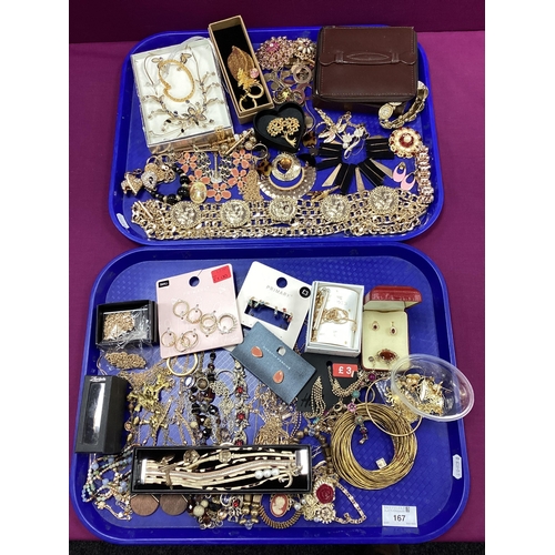 167 - An Assortment of Modern Costume Jewellery :- Two Trays