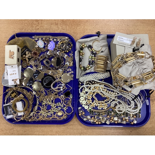 171 - An Assortment of Modern Gilt Coloured Costume Jewellery :- Two Trays