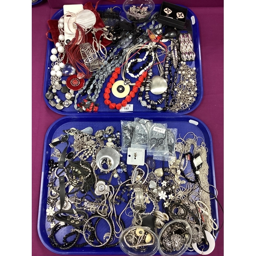 182 - An Assortment of Modern Costume Jewellery :- Two Trays