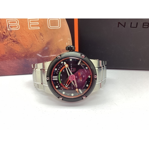 203 - Nubeo; Mars Crow Limited Edition Automatic Gent's Wristwatch, the signed black textured dial with se... 