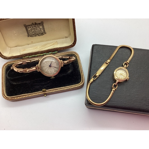 208 - Accurist; A 9ct Gold Cased Ladies Wristwatch, the signed dial with gilt baton markers, within shaped... 