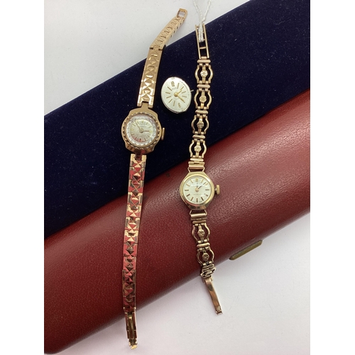 212 - Waltham; A 9ct Gold Cased Ladies Wristwatch, the signed dial with baton markers within a shaped circ... 