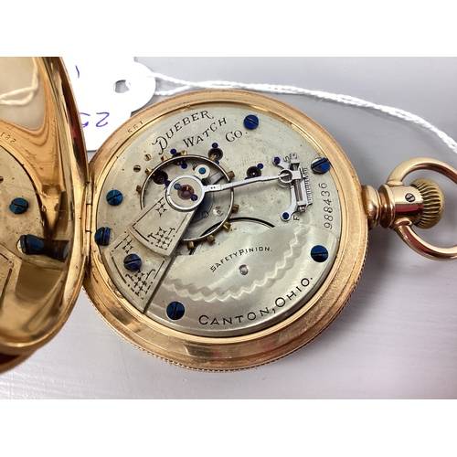 222 - Hampden Watch Co; A Full Hunter Cased Pocketwatch, the signed white dial with black Roman numerals a... 