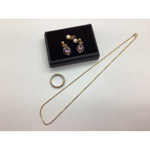 41 - A Pair of 9ct Gold Stone Set Drop Earrings, the oval centre stone four claw set within sinuous openw... 