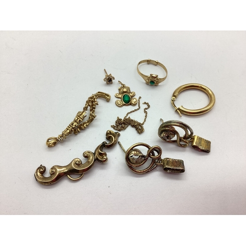 51 - Scrap Jewellery, including a single / odd hoop earring stamped 