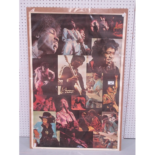 306 - Jimi Hendrix Collage Poster, printed by Dargis Associates in The U.S.A 1976, 35