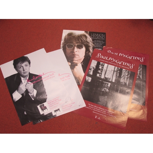 307 - John Lennon and Paul McCartney Record Shop Issue Unused Posters, Lennon Legend (1997), Paul McCarney... 