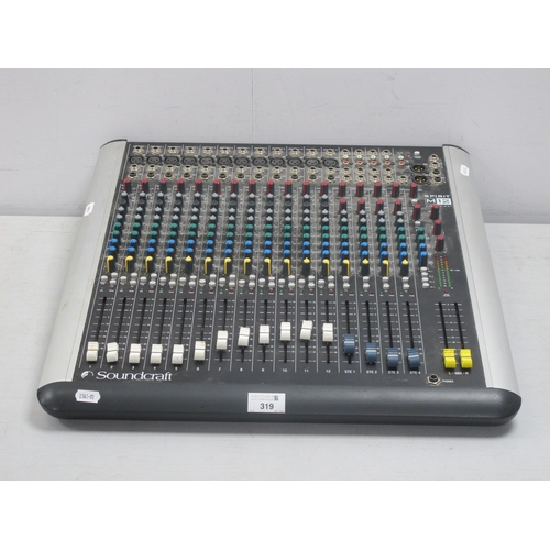 319 - Soundcraft Spirit M12 Mixing Desk, (untested).