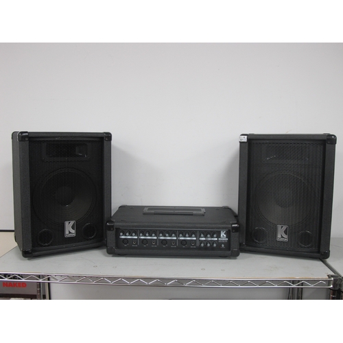 321 - Kustom PA System, KPM4060 amplifier, pair of KSC10 speakers, all boxed, (untested).