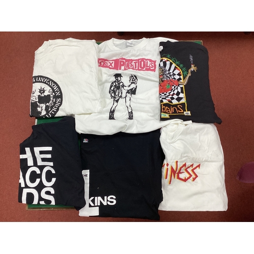 504 - Punk T-Shirts, six as new unworn shirts, The Mac Lads (XL), Persons Unknown (XL), Sex Pistols (XL), ... 