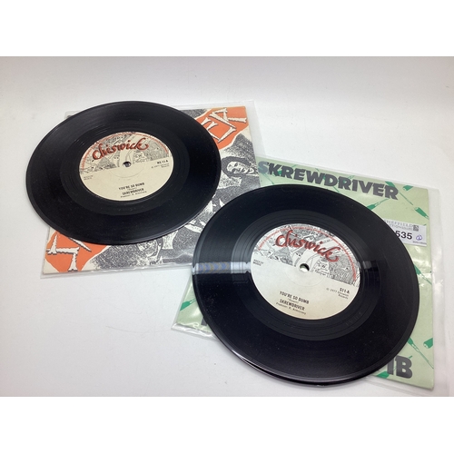 535 - Skrewdriver - You're So Dumb (Cheswick S22, 1977), two copies of this iconic punk single, green cove... 