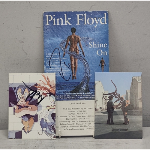 542 - Nick Mason (Pink Floyd) Signed Cards (2), and Pink Floyd - Shine On Shop Display Card, (unverified)