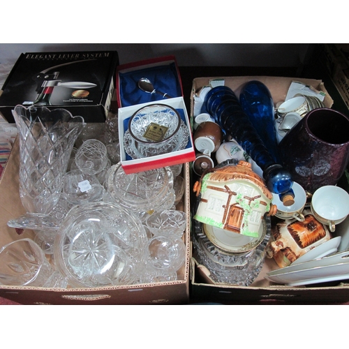 1033 - Noritake China Tea-Ware, Cut Glass Oval Shaped Bowl, Glass Ware etc:- Two Boxes