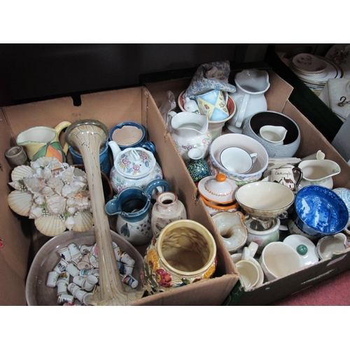 1041 - Sadler Teapot, Woods Vase, Thimbles, other ceramics, glassware:- Two Boxes