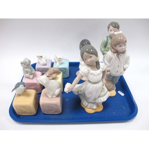 1193 - Golden Memories from Lladro figurines to include boy with baseball glove, girl in dress and two othe... 