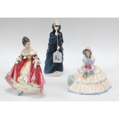 1206 - Royal Doulton Figurines 'Daydreams' HN 1731, 'Masque' and 'Southern Belle'. (3)